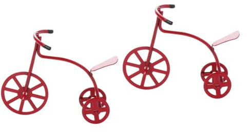 BESTonZON 2st Mini-Dreirad-Modell Spielzeuge Mini-hausschmuck Mini-möbel Puppe Spielzeug Dreirad Figur Puppenhaus-Accessoire Puppenmöbel Mini-zubehör Spielzeugauto Rot Schmücken
