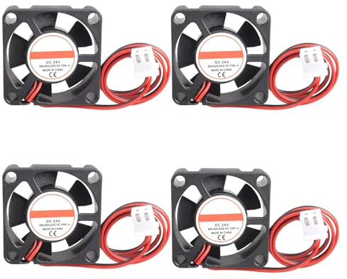 Jopto 4PCS 3D Printer Cooling Fan 30x30x10mm 3010 DC Voltage Brushless 24V Silent Mini Cooling Fan With 2 Pin Terminal Compatible With 3D Printer Extruder Makerbot Arduino With 30cm 11.81inch Cable