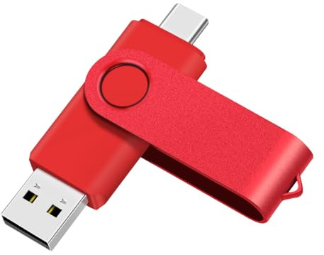 Yaxiny USB C Flash Drive 64GB 1 Stück, OTG Pen Drive, USB 3.0 und USB Flash Drive, Typ C Speicherstick für USB A+USB C Android Smartphone Metall Rot