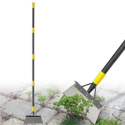 Pala da giardino multifunzione piatta per la pulizia del giardino, 235 cm, con manico ergonomico regolabile in lunghezza, pala da giardino per diserbo, graffi, rimozione del ghiaccio