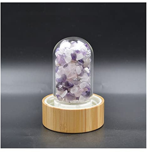 AUOQKQUT Cristal mélangé Naturel Quartz Gravier Pierres précieuses Verre Elixir Boisson Bouteille d'eau Bambou Verre Tasse Cadeau décoration Cadeau décoration d'intérieur(Color:A Blue)
