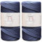 Makromecity 2 Strang Makramee Garn 3mm x 120m Denimblau Premium Polyester Makramee Schnur Polypropylene Basteln für Wandbehänge Umhängetasche Handtasche Runner Schnullerkette Platzteller