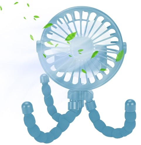 Ventilador de cochecito para niños pequeños, ventilador giratorio para cochecito de bebé, ventilador de refrigeración de mano con trípode flexible giratorio, ventilador portátil para cochecito