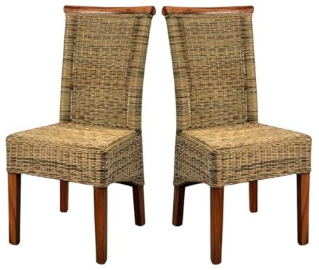 Wolf Möbel 2er Set Esszimmerstuhl Perth Rattan Korbstuhl Küchenstuhl Esszimmer Küche Stuhl Stühle Rattanstuhl - 2 Stück