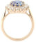 18 Karat Gelbgold Wedding Ring Blau Erstellt Saphir Oval, Ring Blütenförmig mit 1 Karat Ovalem Saphir Moissanit Ringe Frauen Größe 52 (16.6)