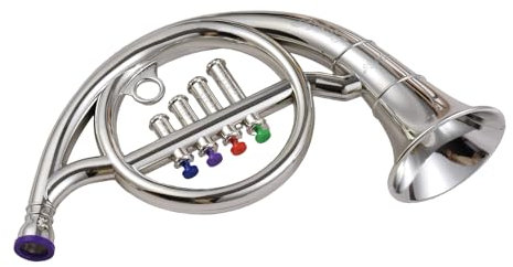 YIWEOG Waldhorn mit 4 farbig codierten Tasten, musikalische Blasinstrumente für er, umweltfreundliches ABS, frühpädagogisches Nachahmungshorn für und Kleiner