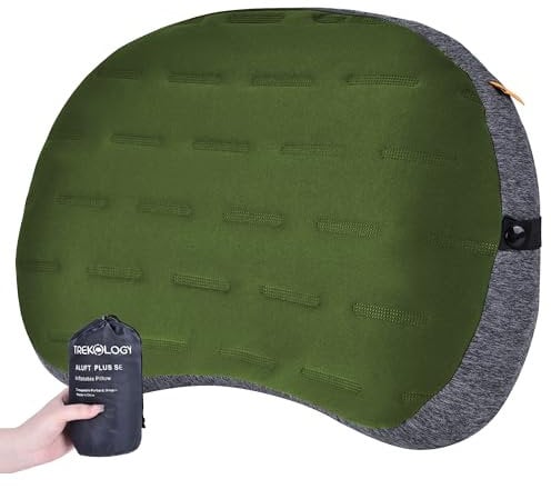 TREKOLOGY Camping Pillow - Premium Inflatable Pillow for Camping, Beach, and Travel - Ultimate Comfort for Adults - ALUFT PLUS