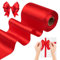 Deepton 20m Geschenkband Rot Breit 10cm Satinband Große Schleifenband Breit Satin Dekoband Geschenkband Stoff Geschenkverpackung Ribbon Stoffband für Auto Hochzeit Valentinstag Weihnachten