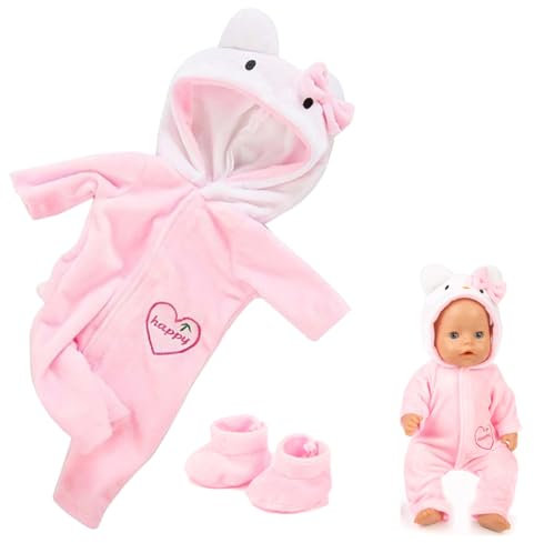 NHPY Kleidung für 14-17 Zoll Puppen, Puppenkleidung Mit Socken, Kätzchen Outfit für 35-45 cm Neugeborene Puppen, Mädchen Geburtstag, 1 Satz