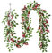 Weihnachtsgirlande Künstliche Weihnachten Girlande Deko, 200cm Beerengirlande Stechpalme Deko Rote Beeren Girlande, Künstliche Tannengirlande Weihnachtsdeko Für Kamin, Tür, Wand, Hochzeit (F)
