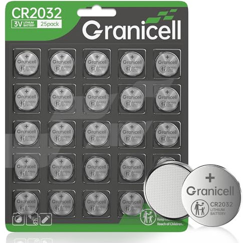 Granicell Batteria CR2032 compatibile con AirTag 25 Count 2032 batteria a bottone al litio 3V per la sicurezza dei bambini, adatta per portachiavi, sensori intelligenti, bilance, candele e altro