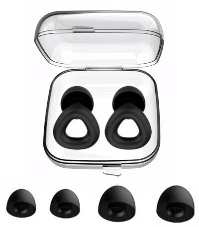 Xfsrg Ergonomische Ohrstöpsel Set 6 Stück Hochwertige Silikon Ohrstöpsel Für Geräuschreduzierung Und Gehörschutz Ideal Für Schlafen Reisen Arbeiten Und Konzerte Wiederverwendbar Und Waschbar(Black)