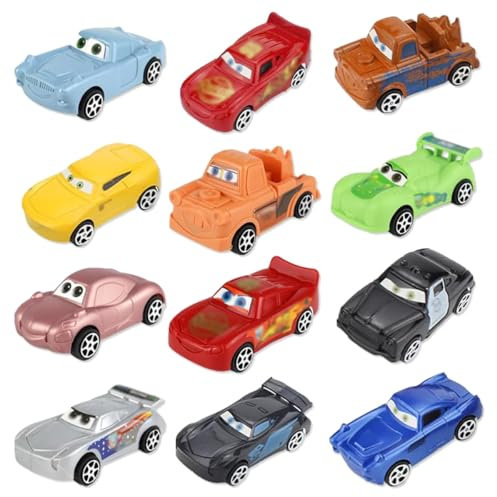 ZOOMPIL Mini Car Toy Set - 12 Piece Mini Car Cake Decoration Set - Cake Topper for Children's Birthday Parties