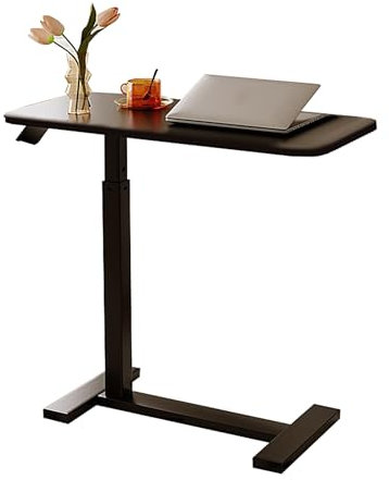 Beistelltisch für Krankenbett mit 4 Rädern Laptoptisch fürs Bett 65-105cm Pneumatischer Hub Beistelltisch Pflegebett für Krankenhaus Zuhause Büro(Black)