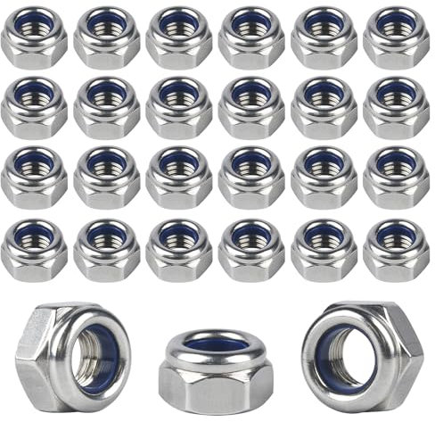 80-Piece Stainless Steel Nylock Nuts Assortment Kit - A2-304 Metric Lock Washers & Nylon Insert Hex Nuts (M8) BS 3692 Compliant, Vibration-Resistant Fasteners
