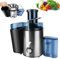 Sicherer Entsafter Gemüse/Obst mit Verriegelungssystem, 400W Elektrische Saftpresse Saftpresse Edelstahl | Breiter 6,6cm Einfüllschacht | Spritzmesserkopf & rutschfester Stand