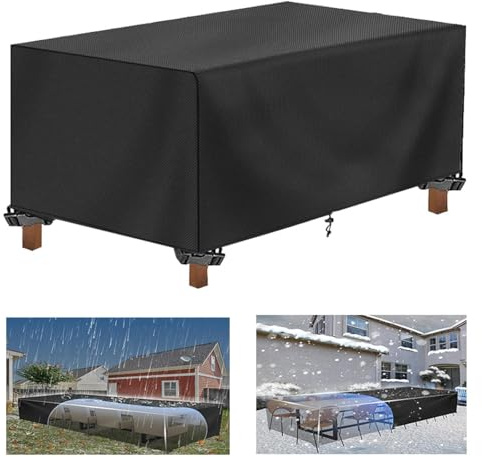 IUCUHE Abdeckplane Für Gartenmöbel 90x90x90cm/LXBXH Schutzhülle Gartentisch,Gartenabdeckungen Tisch Und Stühle,Große Gartenmöbel-Abdeckungen Winddicht Staubdicht Anti-UV Winterfest Oxford Gewebe
