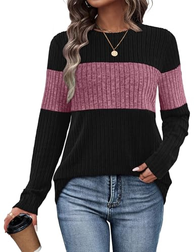 WIHOLL Jumpers for Women UK Casual Long Sleeve Tops Fall Fashion Lightweight Sweatshirts