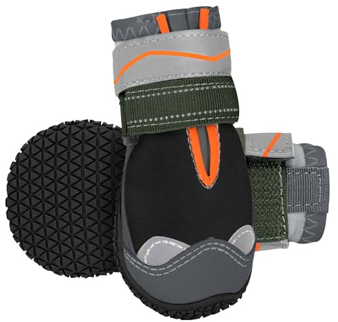 Eyein Dog Boots Paw Protector - Waterproof Dog Shoes for Rainy Winter Snowy Day, Non-Slip Shoes with Reflective Strip for Injured Paws, Pet Walking Boots for Small Medium Large Breeds(2pcs)