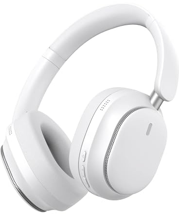Pointcinco Hybrid Active Noise Cancelling Headphones, Over Ear Bluetooth 6.0 Wireless Headphones, 50H Playtime, Deep Bass, HiFi Stereo Sound（Bright White）