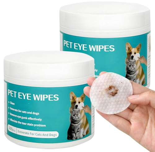 RUIYUNZHUZHU Dog Eye Wipes Tear Stain Pre-Soaked Remover Safe & Easy For Dogs & Cats Dog Wipes Biodegradable Gently Removes Tear Stain, Debris, Discharge, Crust