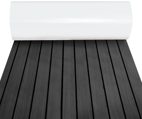 Peviasot Boot Bodenbelag Eva Schaum 240x45/60/90 cm Dunkelgrau Selbstklebend, rutschfeste Bootsmatte Faux Teak, Marine Bodenbelag für Boot Yacht Kajak Motorboot Wohnmobil Deck Teppich zum Zuschneiden