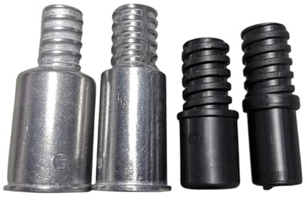 Bvdfgk 10 Stück Gewindespitze Ersatz Stiel Gewindeaufsatz Teleskopstange Verbinder für Besenstiel aus Robustem Aluminium Und PP Material für Haushalt Büro, Schwarz Silber 4pcs
