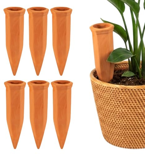Tonkegel Wasserspender Aufsatz - 6er Set - Gieß Kegel für PET Flaschen | als Aufsatz für Topfpflanzen und Balkonkasten