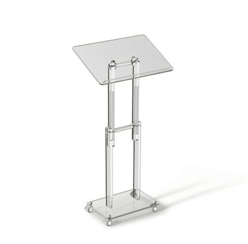 QLoztyse Rednerpult Acryl Vortragsständer Rednerpodest Pult Höhenverstellbar Und Mobil mit Extra Großer Ablagefläche Klare für Klassenzimmer Präsentationsraum Kirche Empfangsbereich