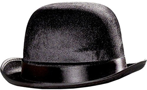Quickdraw Black Bowler Hat Fancy Dress Adults Accessory Mens Womens Velour Hat