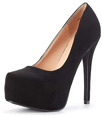 DREAM PAIRS Damen Stiletto High Heels Pumps mit hohem Absatz und Plateausohle Party,Size 39,Schwarz/Wildleder,SWAN_30