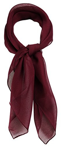 TigerTie Feines Damen Chiffon Nickituch in bordeaux einfarbig Uni - Größe 58 cm x 58 cm - Tuch Halstuch Schal