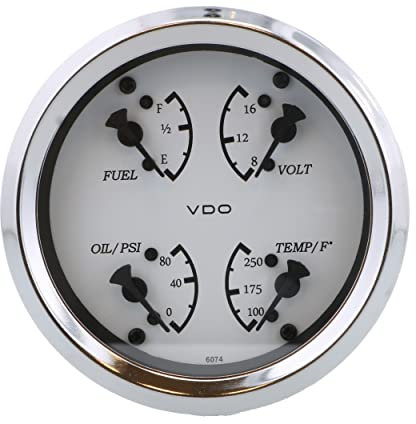 VDO Allentare 110-15800 4-in-1 Stärke, 85 mm, weißes Zifferblatt/schwarzer Zeiger, Oi [110-15800]