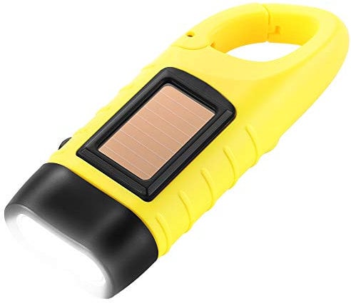 Simpeak Emergency Flashlight - Hand Crank LED, Solar Powered Dynamo Carabiner Energy Rechargeable for Camping, Climbing, Hiking
