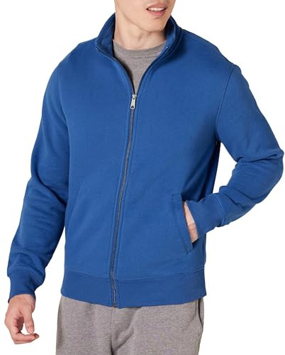 Amazon Essentials Felpa con Collo a Lupetto con Cerniera Integrale Uomo, Blu, M