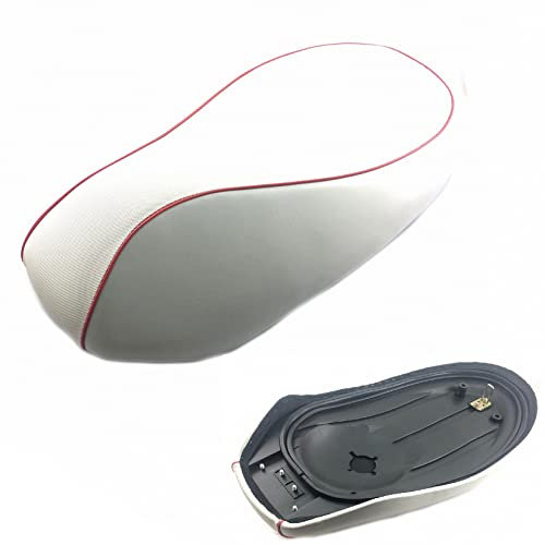 SITZBANK/SATTEL für 2- & 4-TAKT CHINA ROLLER 50 * 2-SITZER * WEISS - rote Naht * z.B. passend für ROLLER ZNEN ZN50QT-E5 LEGEND und baugleiche... MOTOWORX BENZHOU YIYING