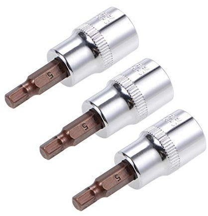 sourcing map 3pcs 3/8 Drive x H5 (5mm) Hex Bit Socket, S2 Steel Bits CR-V Sockets 38mm Length Use with Ratchet Wrench, Slide Bar, Extension Rod