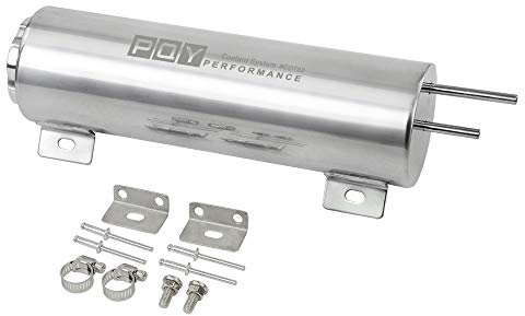 PQY Radiator Coolant Overflow Puke Tank Polished Stainless Steel 3×10 | Round Polished Coolant Overflow Tank;Universal Coolant Expansion Tank with Cap