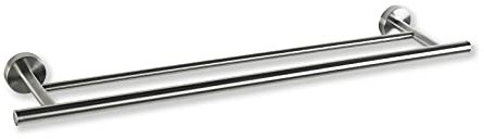 SOSmart24 Just Silver Porte-Serviettes sans perçage en Acier Inoxydable 70 cm 2 Barres – Argent Mat brossé – Kit adhésif – Double Porte-Serviettes Mural Barre de Salle de Bain WC Porte-Serviettes