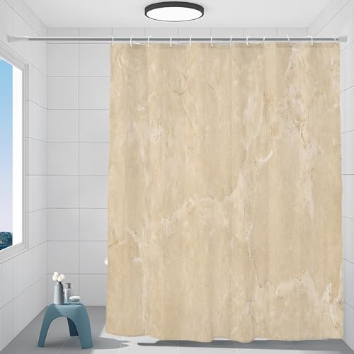 Batmerry Dekorativer Duschvorhang, Beige Creme Marmor Gelb Duschvorhang für Duschkabinen Badewannen Badezimmer Dekoration, wasserdicht, Standardgröße 183 x cm