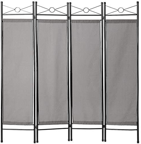 TecTake 800208 - Séparateur de Pièce Pliable, 4 Panneaux, 180x160cm - diverses Couleurs au Choix et diverses Quantités (1x Gris)