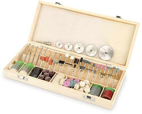 Rotary Multi Tool Accessories Kit with 1/8”(3.2mm) Universal Shank Size Cutting, Grinding, Sanding, Sharpening, Carving & Polishing Kit with Wood Carrying Case, 242 PCS