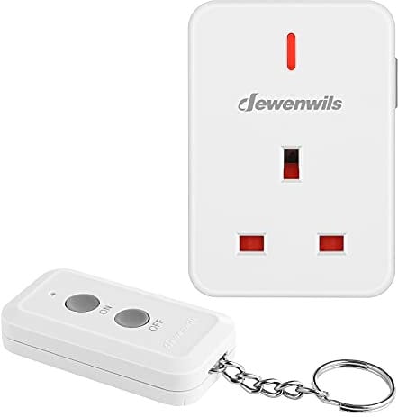 DEWENWILS Remote Control Sockets, 30m/100FT Control Range, Compact Size, 13A/3120W Programmable Heavy Duty Wireless Light Switch with Keyring, CE&RoHS Listed, 1 Remote and 1 Socket