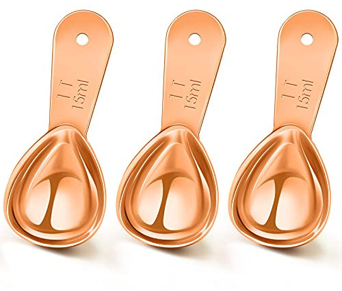3 Pieces Tablespoon Coffee Scoop Stainless Steel Coffee Scoops Short Handle Tablespoon Measuring Spoons for Coffee Tea Sugar (Rose Gold,15 ml)