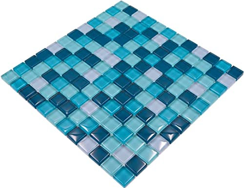 Mosaikfliese Glasmosaik Mix Blau Petrol