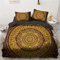 Luowei Bohemian Bettwäsche 135x200 4 Teilig Boho Bettwäsche Schwarz Gold Mandala Muster Bettbezug Mikrofaser Deckenbezug - 2 Bettbezüge 135x200 mit Reißverschluss + 2 Kissenbezug 80x80cm