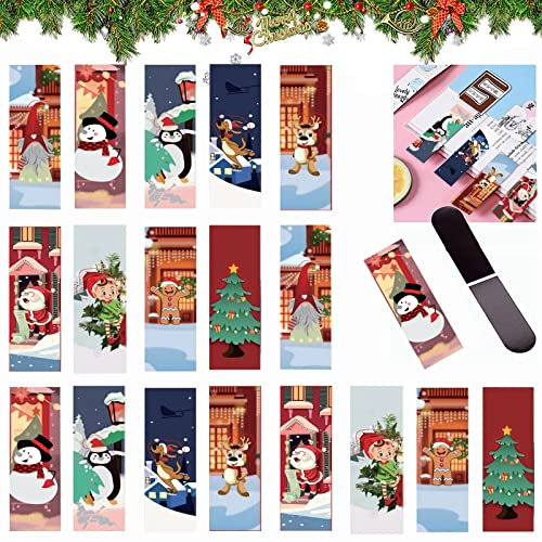 Magnetische Lesezeichen,18 Stück Weihnachtslesezeichen, magnetische Kinderlesezeichen, bunte Lesezeichen, magnetische Lesezeichen mit Schneeflocken/Weihnachtsbäume/Muster, für Weihnachtsgeschenke