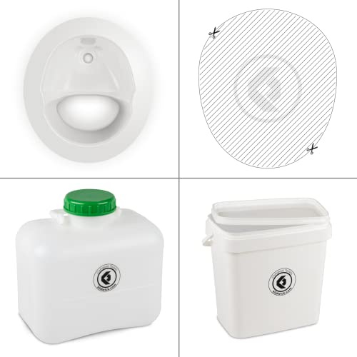 Kildwick FreeLoo M DIY Trenntoiletten-Set, Trenneinsatz Klassik weiß | Trenneinsatz: 34,5x38,5x15 cm (BTH); Behälter: 9,5l flüssig, 9,5l fest; für individuellen Selbstbau; wasserlos &chemiefrei
