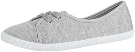 Elara Damen Ballerinas Sneaker Schnürer Chunkyrayan 1413 Lt.Grey 39