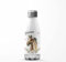 Mikalino Kinder Edelstahl Trinkflasche Braunes Pferd mit Blumenranke und Wunschname Einschulung für Thermosflasche Mädchen Junge, Farbe:weisssilber, Grösse:350ml